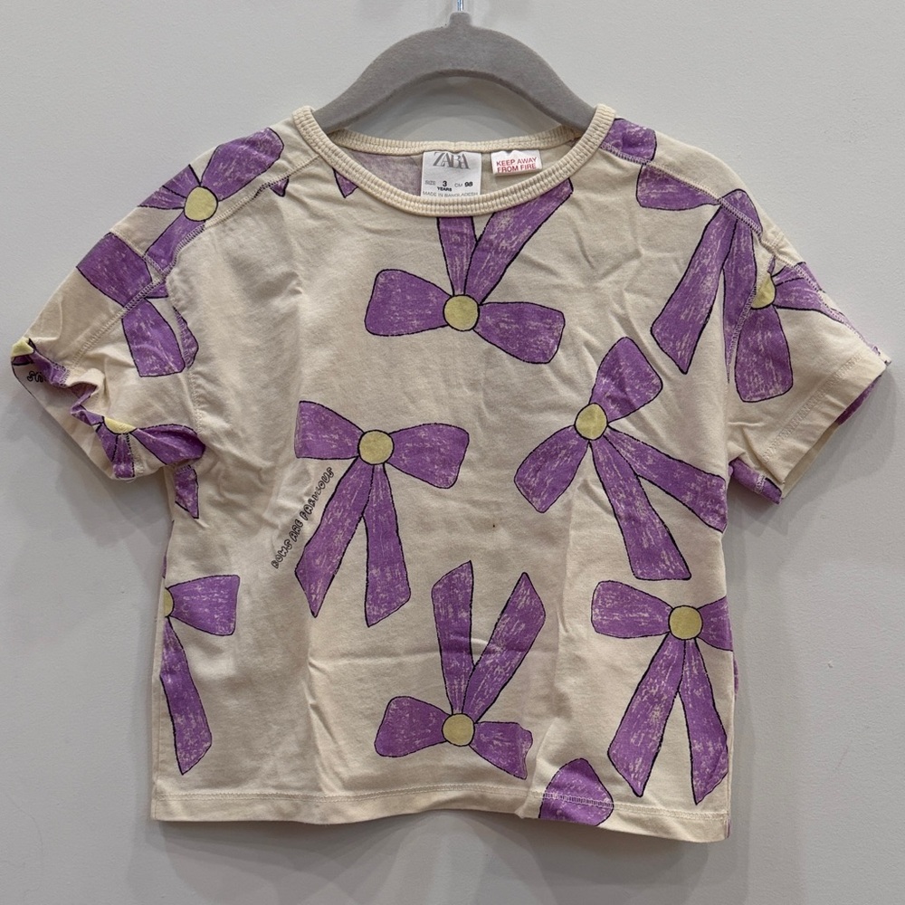 Zara Purple Bow Print Shirt